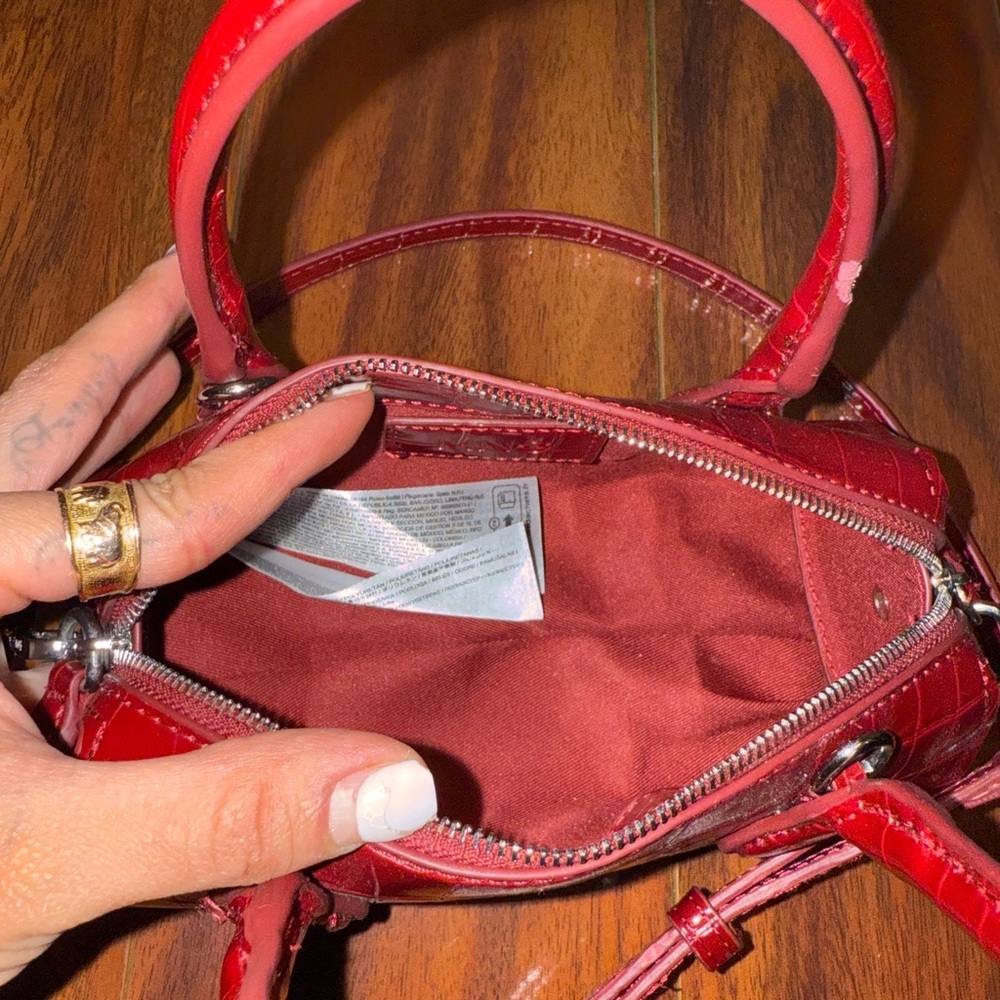 Mango Red Crocodile-Embossed Mini Bag - Picture 4 of 8